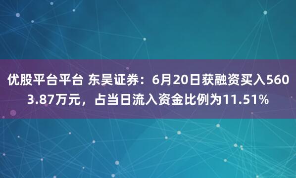 优股平台平台 东吴证券：6月20日获融资买入5603.87万元，占当日流入资金比例为11.51%